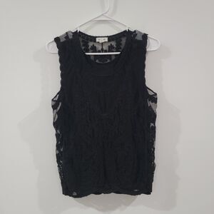 Tribal Jeans Womens Top Size Large Lace Floral Black Whimsigoth Dark‎ Romance